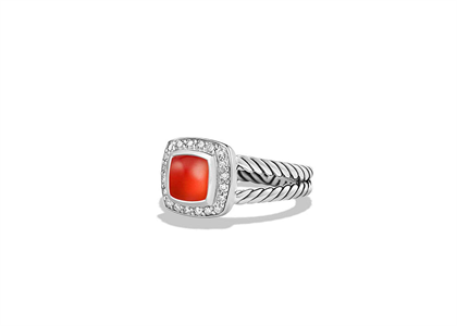 Rhodium Plated CZ Studded Orange Cushion Cut Mens Ring